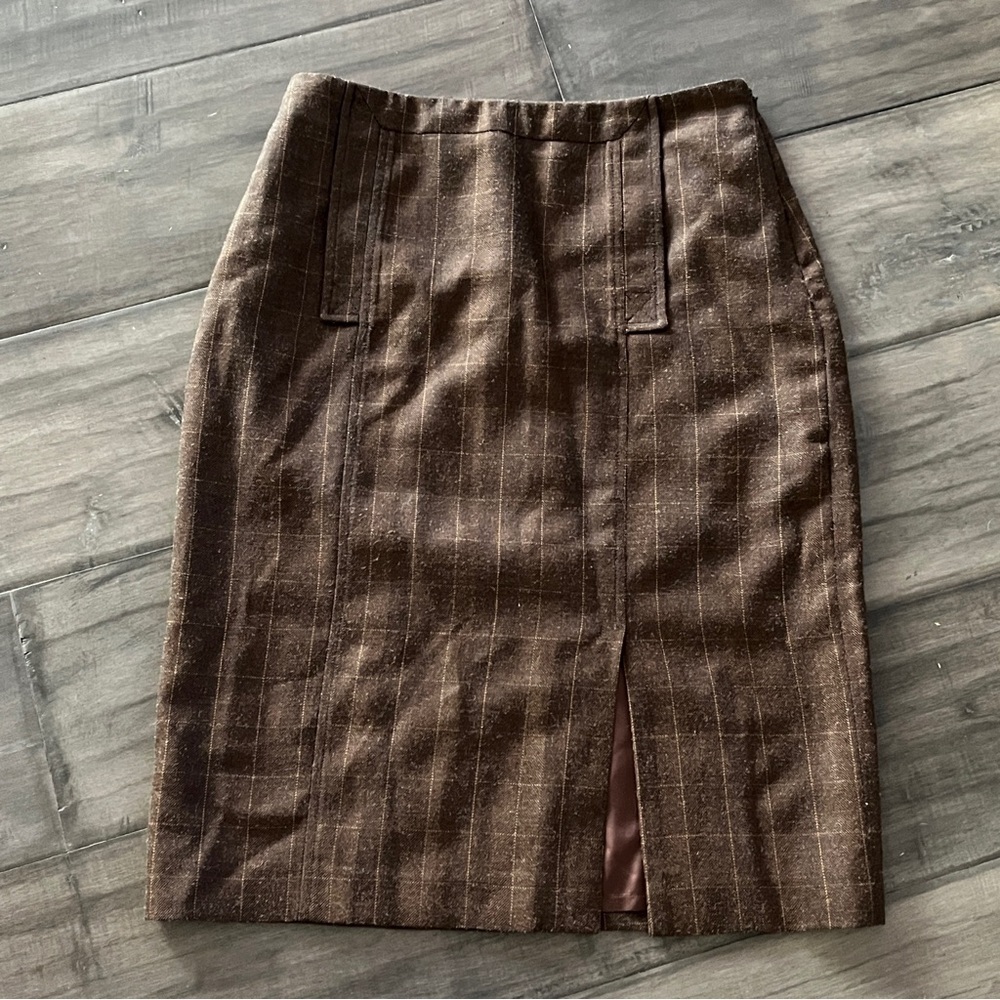 Peruvian Connection Brown Tweed Knit Pencil Skirt - Size 8